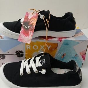 Roxy Black Sneakers Bayshore Plus-003 Black/White/Noir/Black Size 8.5 $$40 NEW